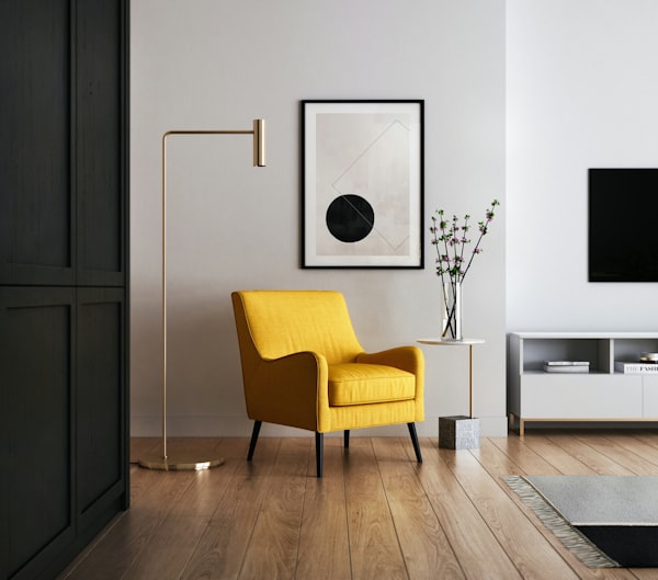 Exemple de Pin Pinterest avec un salon cosy, créé avec PinStudio